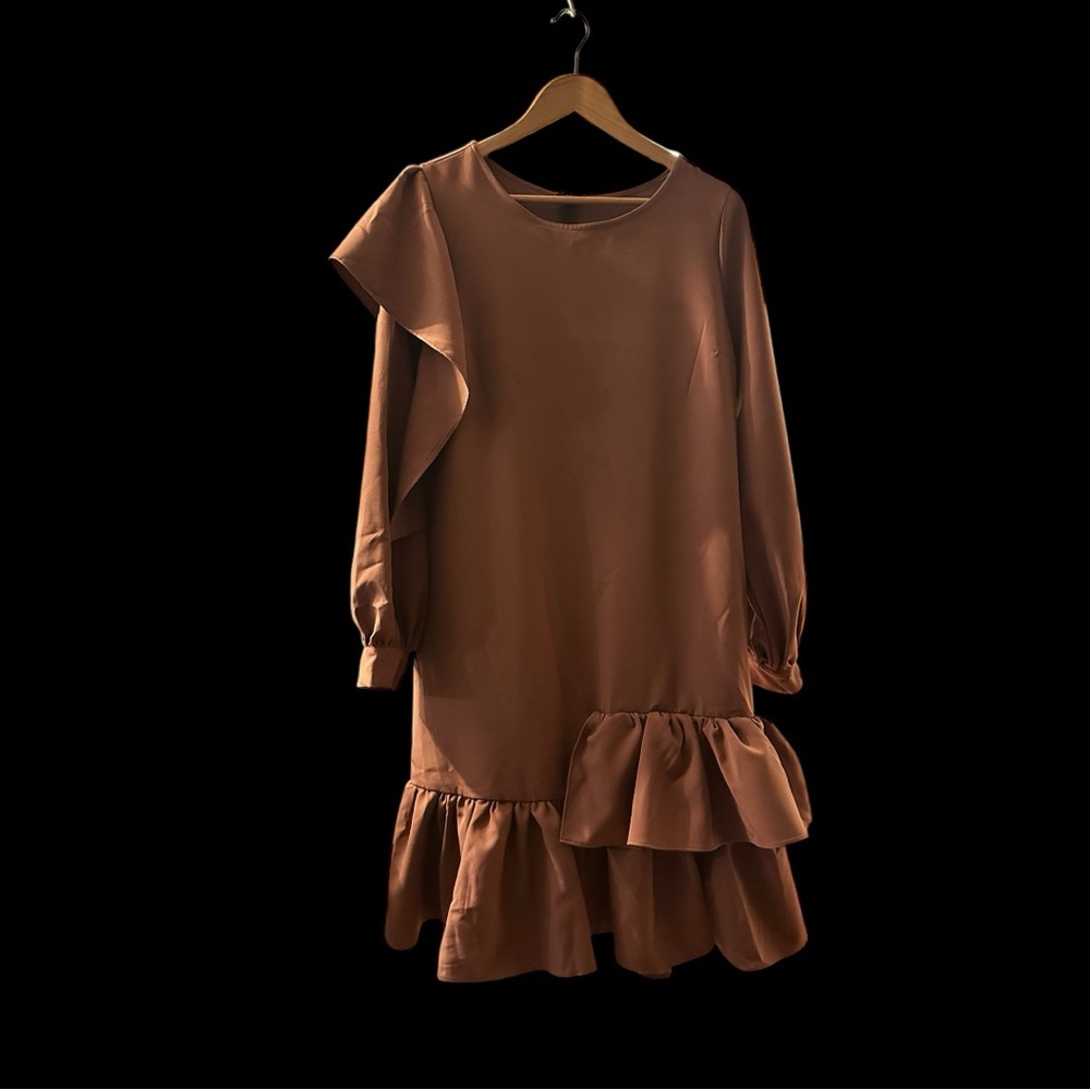FUN Brown Ruffle Dress!